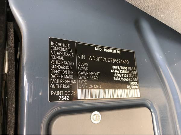 2018 Mercedes-Benz Worker 2500 Standard Roof V6 144 RWD van Gray for sale in San Diego, CA – photo 7