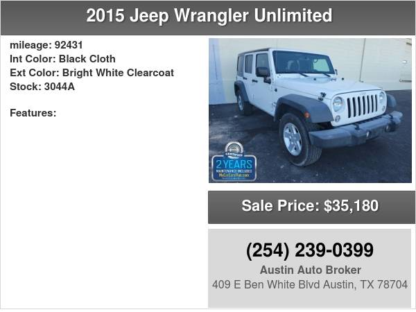 2015 Jeep Wrangler Unlimited 4WD Sport Certified Pre-Owned - cars for sale in Austin, TX – photo 8