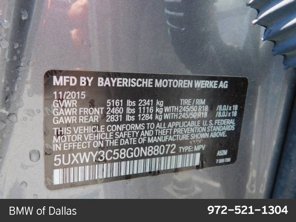 2016 BMW X3 xDrive28d AWD All Wheel Drive SKU:G0N88072 for sale in Dallas, TX – photo 17