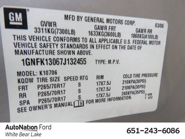 2007 Chevrolet Tahoe LT 4x4 4WD Four Wheel Drive SKU:7J132455 for sale in White Bear Lake, MN – photo 21