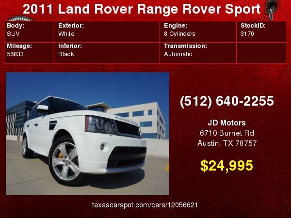 2011 Land Rover Range Sport GT *(( Limited Edition Fiji White ))* for sale in Austin, TX – photo 24