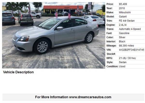 2010 MITSUBISHI GALANT FE.....FINANCING AVAILABLE..... for sale in Stuart, FL – photo 2