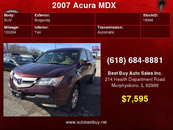 2007 Acura MDX SH AWD w/Tech 4dr SUV w/Technology Package Call for... for sale in Murphysboro, IL