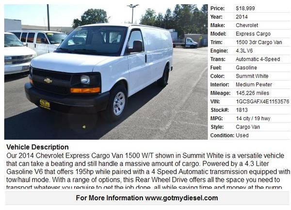 2014 Chevrolet Express 1500 3dr Cargo Van - - by for sale in Citrus Heights, CA – photo 2