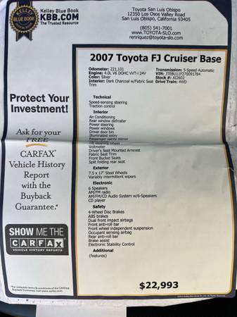 Toyota FJ Cruiser for sale in San Luis Obispo, CA – photo 5