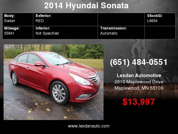2014 Hyundai Sonata LIMITED LEATHER MOONROOF ONE OWNER for sale in Maplewood, MN