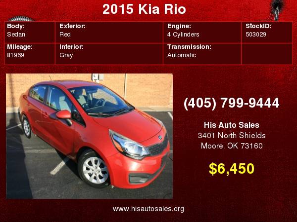 2015 Kia Rio 4dr Sdn Auto LX+ for sale in MOORE, OK