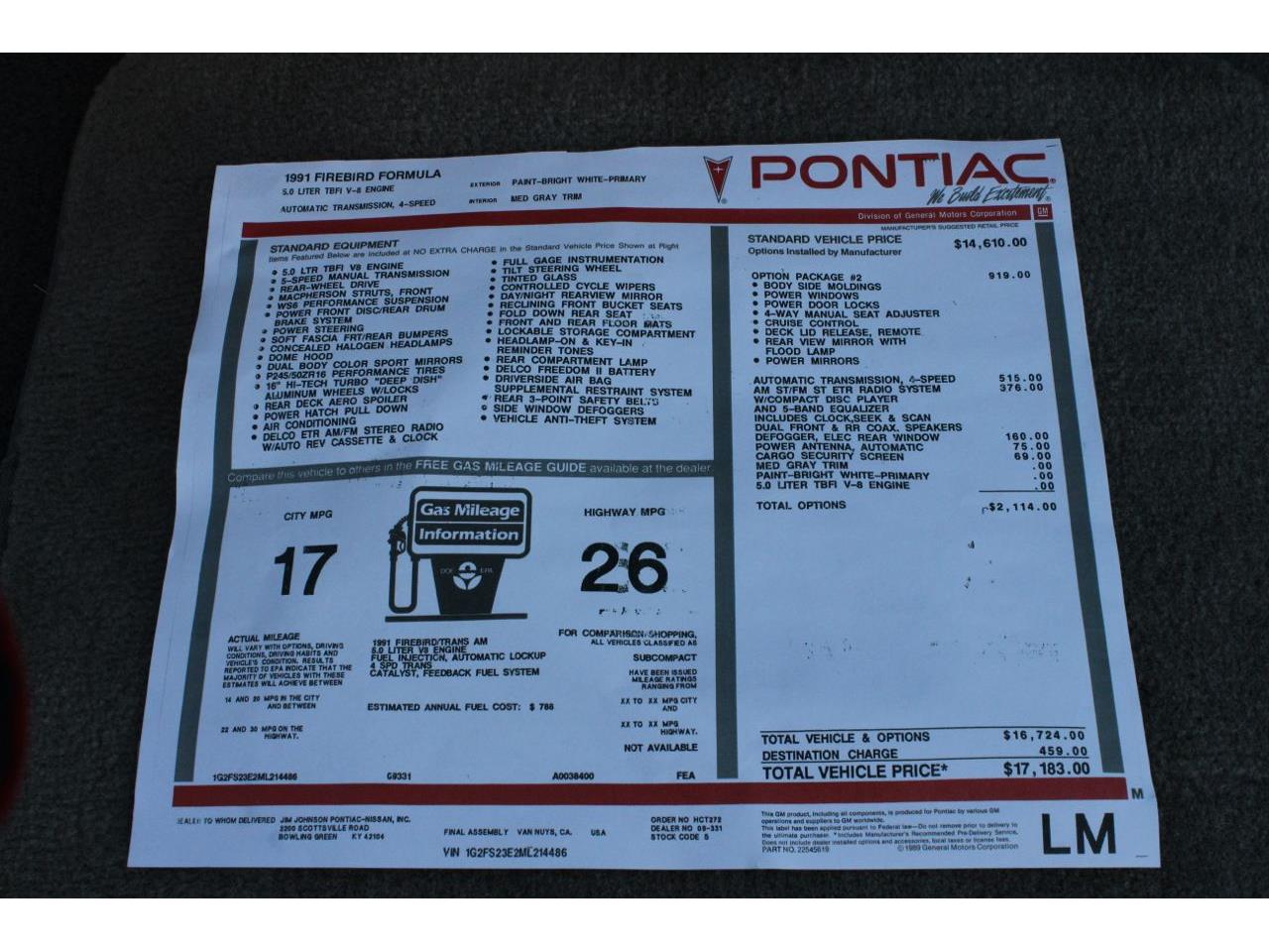1991 Pontiac Firebird Formula for sale in Franklin, TN – photo 19