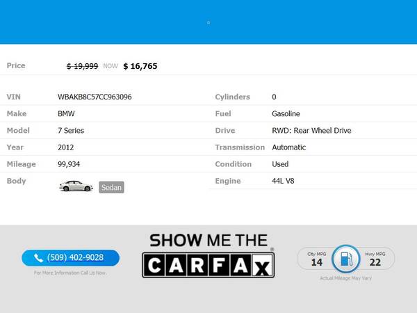 2012 BMW 7 Series 750LiSedan - - by dealer - vehicle for sale in Grandview, WA – photo 2