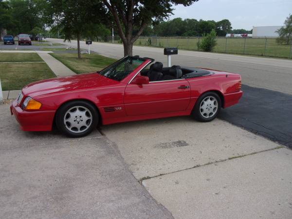 1993 Mercedes Benz 600 SL V-12 CONVERTIBLE Red with Black Interior for sale in West Chicago, IL – photo 19