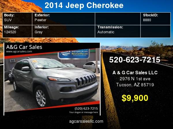 2014 JEEP CHEROKEE LATITUDE 4DR SUV for sale in Tucson, AZ