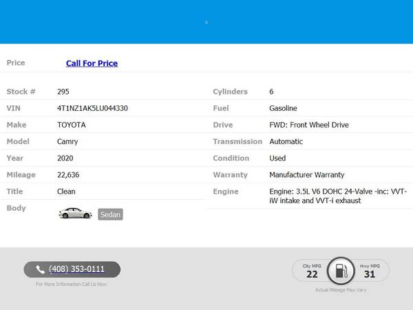 2020 Toyota Camry TRD V6 V 6 V-6 - - by dealer for sale in Gilroy, CA – photo 2