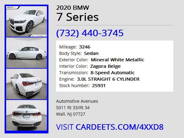 2020 BMW 7 Series, Mineral White Metallic - cars & trucks - by... for sale in Wall, NJ – photo 22