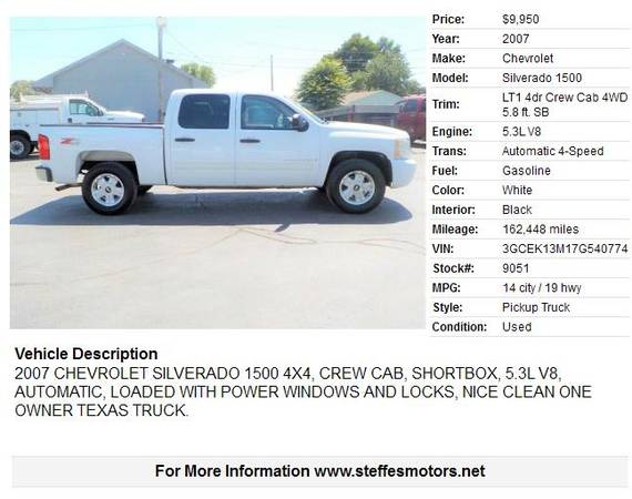2007 Chevrolet Silverado 1500 Crew Cab Shortbox 4x4 for sale in Council Bluffs, NE – photo 2