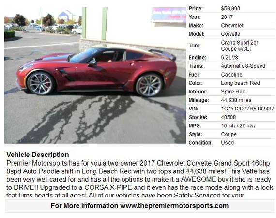 2017 Chevrolet Corvette Grand Sport for sale in Vancouver, OR – photo 2