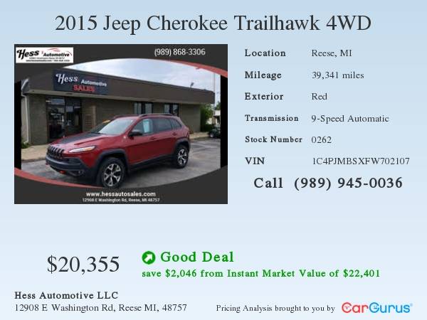 2015 Jeep Cherokee TrailHawk for sale in Reese, MI