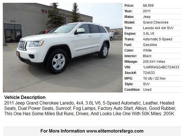 2011 Jeep Grand Cherokee, Leather, Sun, Beautiful! for sale in Fargo, ND – photo 2