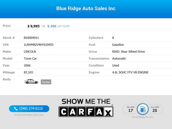 2006 Lincoln Town Car Sdn Signature Limited FOR ONLY for sale in Roanoke, VA – photo 2