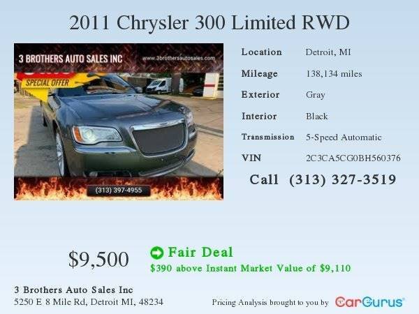 2011 Chrysler 300 Limited 4dr Sedan FREE CARFAX, 2YR WARRANTY WITH... for sale in Detroit, MI