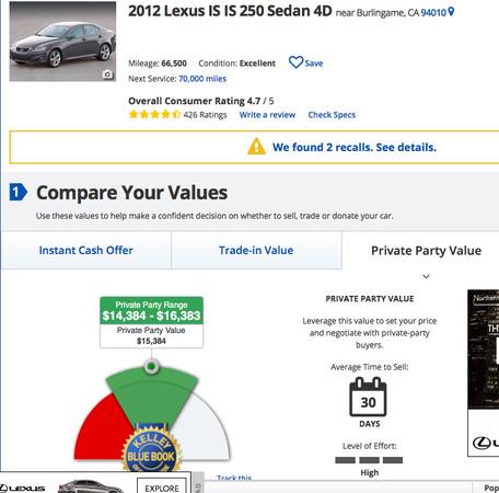 Low miles 2012 Lexus IS250 /Lexus only serviced /Potential trade OK for sale in Los Altos, CA – photo 9