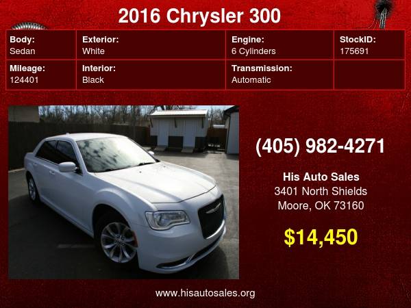 2016 Chrysler 300 4dr Sdn Touring RWD - - by dealer for sale in MOORE, OK