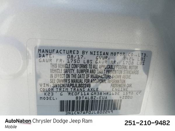 2018 Nissan Versa SV SKU:JL802249 Sedan for sale in Mobile, AL – photo 23