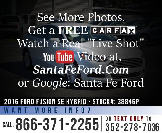 2016 FORD FUSION SE HYBRID *** Bluetooth, Backup Camera, SYNC, Sedan * for sale in Alachua, FL – photo 7