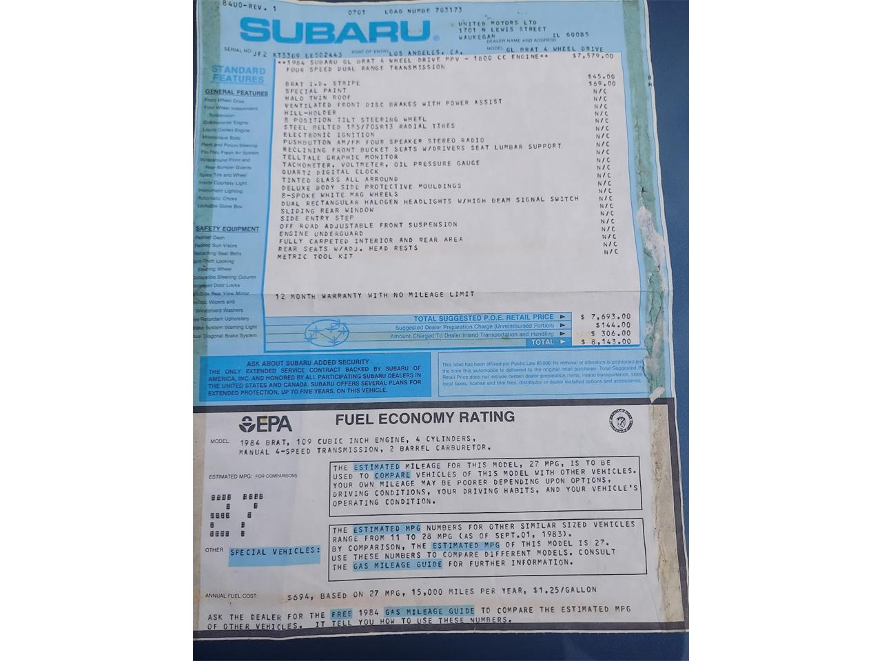 1984 Subaru Brat for sale in Milford, OH – photo 96