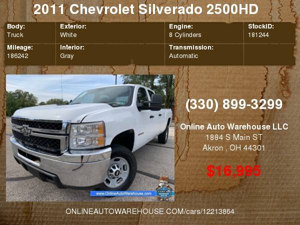 2011 *CHEVROLET SILVERADO 2500* HD *DIESEL 6.6 DURAMAX* 4X4 CREW CAB... for sale in Akron, MI