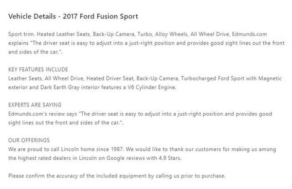 2017 Ford Fusion Sport Sedan 4D - - by dealer for sale in Lincoln, NE – photo 15
