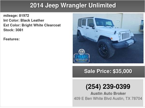 2014 Jeep Wrangler Unlimited 4WD Sahara Certified Pre-Owned - cars for sale in Austin, TX – photo 8
