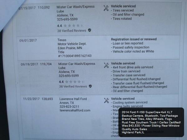 2014 Ford F-150 XLT SuperCrew F150 4x4 Crew Cab Backup Camera Bluetoot for sale in Highland Park, IN – photo 21