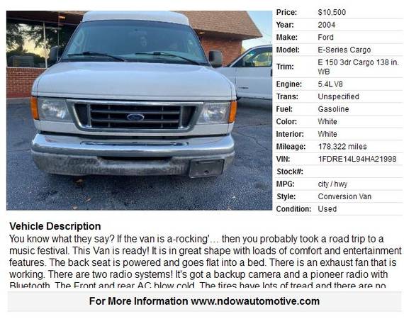 2004 ford e150 conversion van - - by dealer - vehicle for sale in Griffin, GA – photo 2
