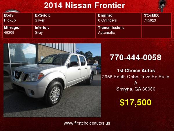 2014 Nissan Frontier 4WD Crew Cab LWB Auto SV for sale in Smryna, GA – photo 5