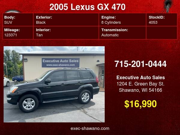 2005 Lexus GX 470 - - by dealer - vehicle automotive for sale in Shawano, WI – photo 24