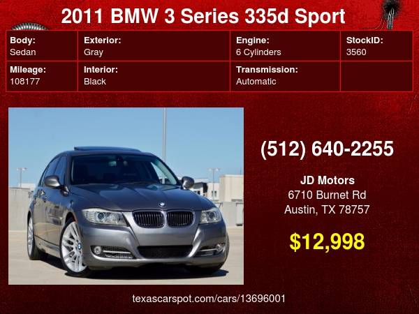 2011 BMW 3 Series 335d *(( Rare Turbo Diesel Sport ))* 335 d i 335i... for sale in Austin, TX – photo 24