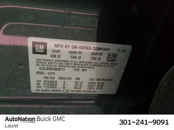 2016 Buick Encore Convenience SKU:GB588772 SUV for sale in Laurel, MD – photo 11
