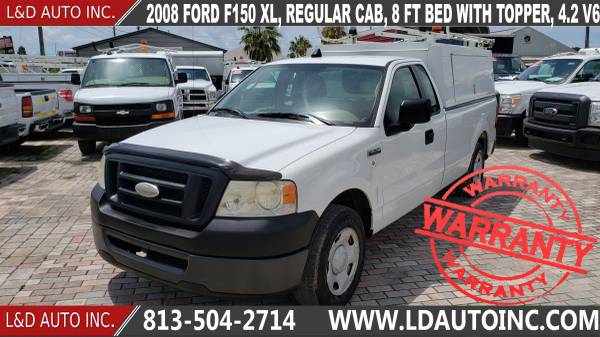 2008 FORD F150 XL, REGULAR CAB, 8 FT BED WITH TOPPER, 4.2 V6 for sale in largo, FL