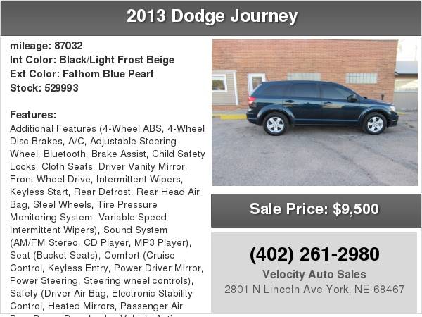 2013 Dodge Journey FWD 4dr American Value Pkg for sale in York, NE