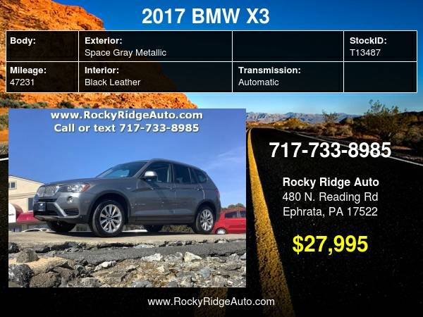 2017 BMW X3 X-DRIVE 28I Rocky Ridge Auto - - by dealer for sale in Ephrata, PA – photo 24