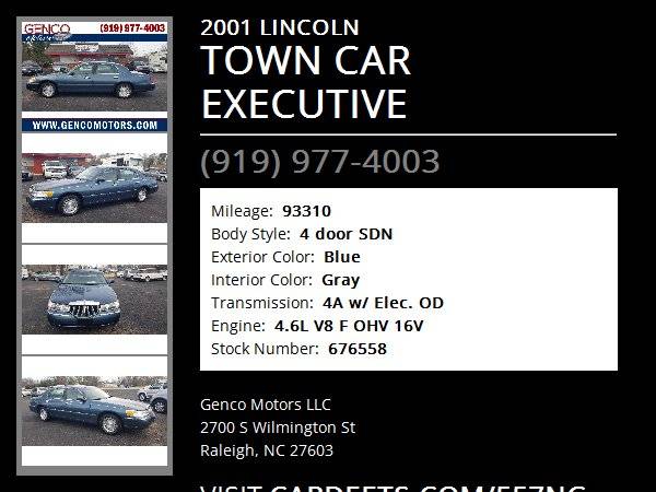 2001 LINCOLN TOWN CAR EXECUTIVE, Blue - - by dealer for sale in Raleigh, NC – photo 23