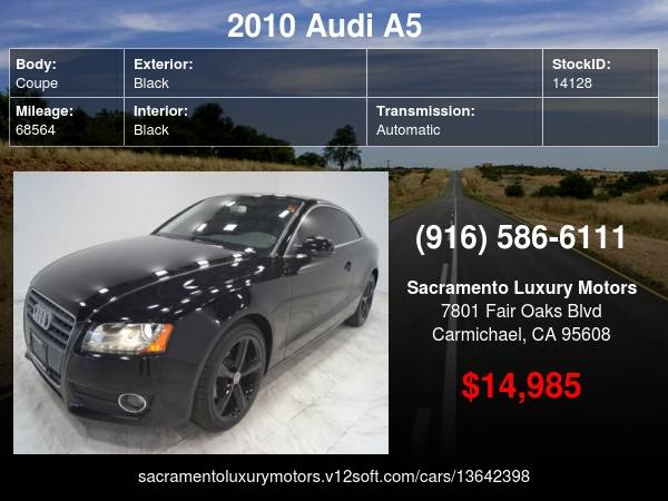 2010 Audi A5 2.0T quattro Premium Plus AWD 2dr Coupe 6A with - cars... for sale in Carmichael, CA – photo 23