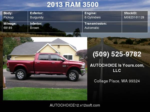 2013 Ram 3500 4WD Crew Cab 149" Laramie Longhorn for sale in College Place, WA