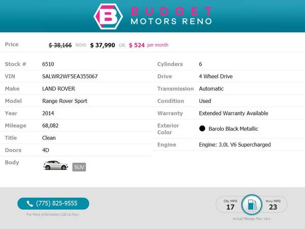 2014 Land Rover *Range* *Rover* *Sport* SUV $37,990 for sale in Reno, NV – photo 2