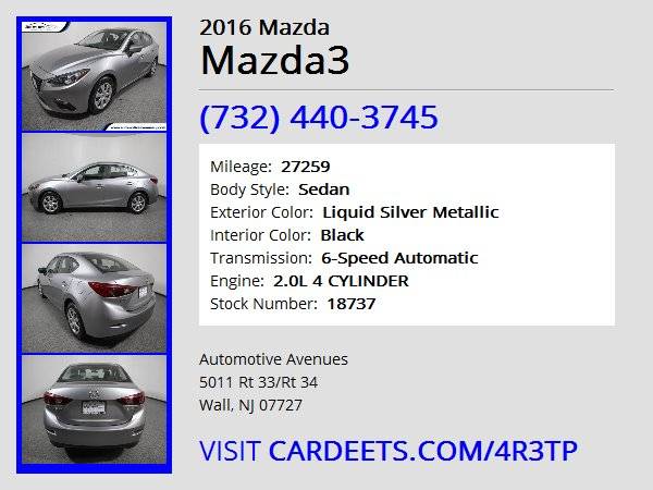 2016 Mazda Mazda3, Liquid Silver Metallic for sale in Wall, NJ – photo 22