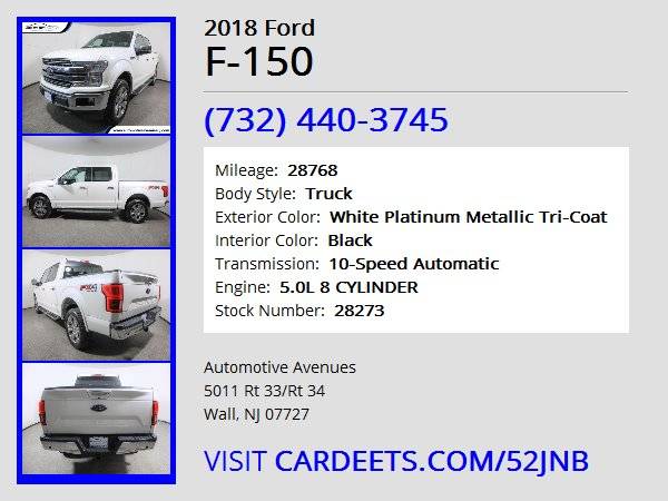 2018 Ford F-150, White Platinum Metallic Tri-Coat for sale in Wall, NJ – photo 22