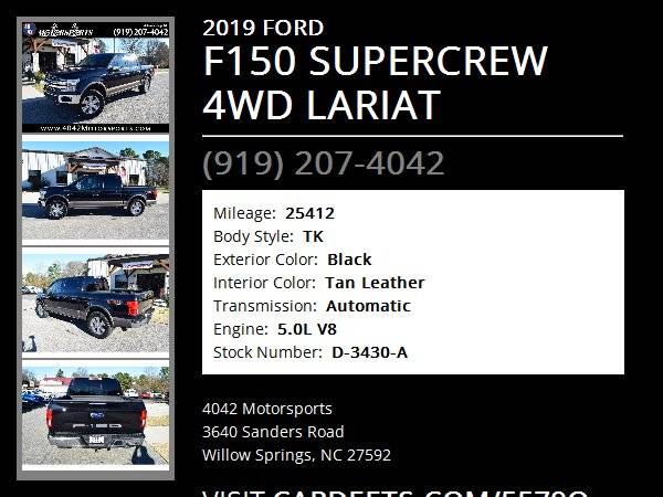 2019 FORD F150 SUPERCREW 4x4 LARIAT - - by dealer for sale in Willow Springs, NC – photo 22