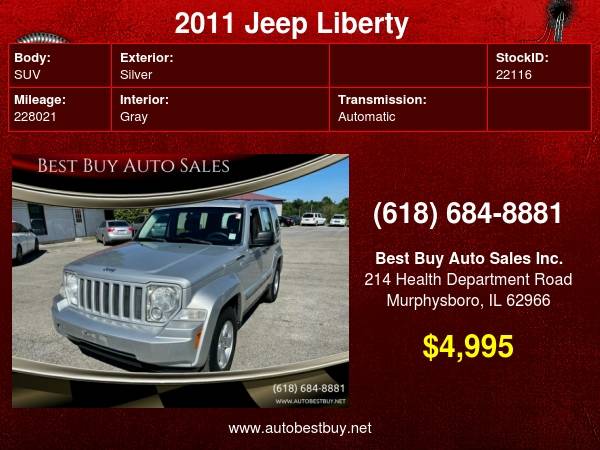 2011 Jeep Liberty Sport 4x4 4dr SUV Call for Steve or Dean - cars & for sale in Murphysboro, IL