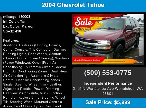 2004 Chevrolet Tahoe LT 4WD 4dr SUV with for sale in Wenatchee, WA – photo 17