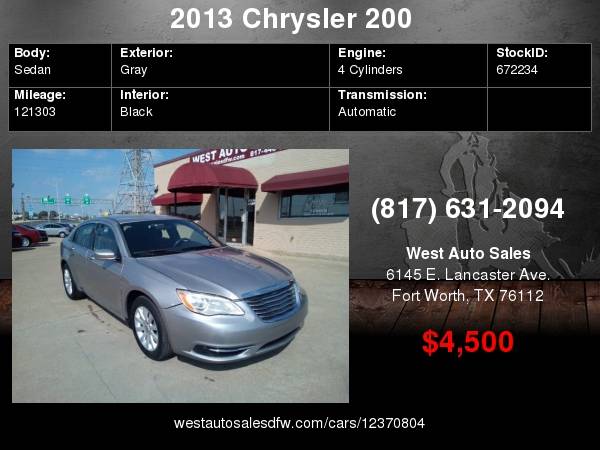 2013 Chrysler 200 4dr Sdn Touring 4500 Cash Cash / Finance for sale in Fort Worth, TX